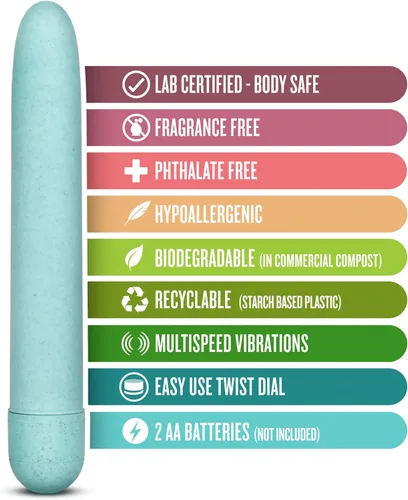 Miniatura 2 de Blush Gaia® Eco - Vibrador delgado y silencioso de 7 pulgadas, BioFeel a base de plantas, sostenible para clítoris, placer vaginal y anal