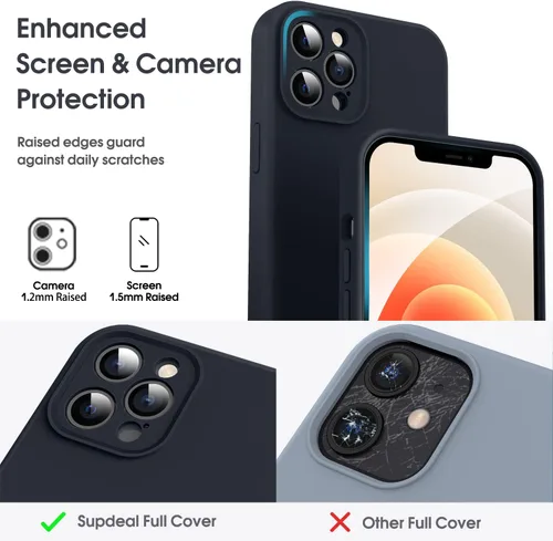 Miniatura 2 de Supdeal Funda de silicona líquida para iPhone 12 Pro Max, [protección de cámara] [antihuellas dactilares] [carga inalámbrica] Funda protectora de 4