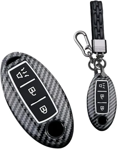 Miniatura 13 de Funda para llavero de 3 botones para Nissan 350Z 370Z Altima Armada CIMA Cube Frontier Fuga GT-R Juke Kicks Lannia Latio Leaf Livina con llavero B