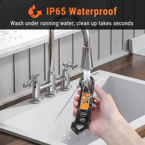 Miniatura 4 de ThermoPro TP19H Termómetro digital impermeable para carnes con luz de fondo anbidextra y detección de movimiento, termómetro de cocina para negro