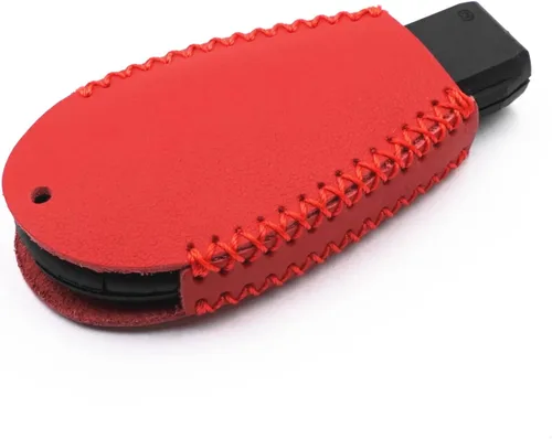 Miniatura 5 de Funda de cuero inteligente con 4 botones para llavero Chrysler 300 Dodge Durango Challenger Journey Charger Grand Caravan (rojo), Rojo