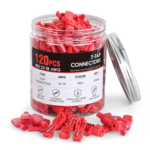 Miniatura 13 de Nilight - 50031R 240 unids/120 pares de terminales de cable de empalme T-Tap auto-pelacables con nailon totalmente aislado macho desconexiones