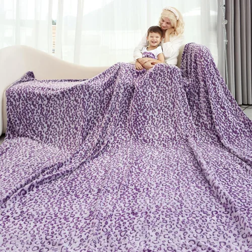 Miniatura 30 de Manta con Estampado de Leopardo Morado Manta Morada Ligera Cálida Mantas Suaves Decorativas para Cama Sofá Dormitorio Leopardo púrpura