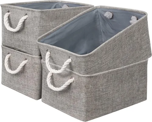 Miniatura 22 de Cesta de organización y almacenamiento para estantes - Paquete pequeño de 6 cestas de almacenamiento de tela plegables para organizar con asa
