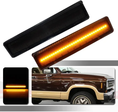 Miniatura 12 de Para 1980 1981 1982 1983 1984 1985 1986 Ford BRONCO F-150 F-250 F-350 Luces de marcador laterales de parachoques delantero lente ámbar LED Luces LED