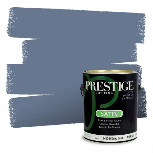 Miniatura 596 de Pintura Exterior + imprimación PRESTIGE, todo-en-uno, 1 galón, acabado mate, color comparable al Valspar* Royal Gray* VS151-Gris real