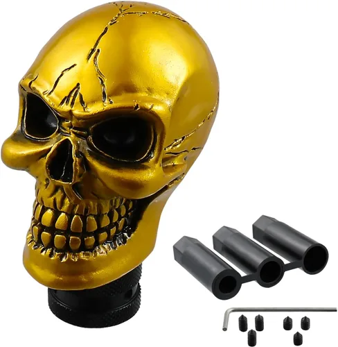 Miniatura 14 de Perilla de palanca de cambios en forma de calavera, de resina, para autos manuales o automáticos, Beige