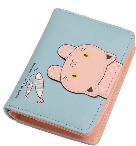 Miniatura 4 de Ecohaso Carteras para niñas y mujeres, monederos para adolescentes, lindo gato, cartera con patrón de gatito, monedero, organizador de tarjetas
