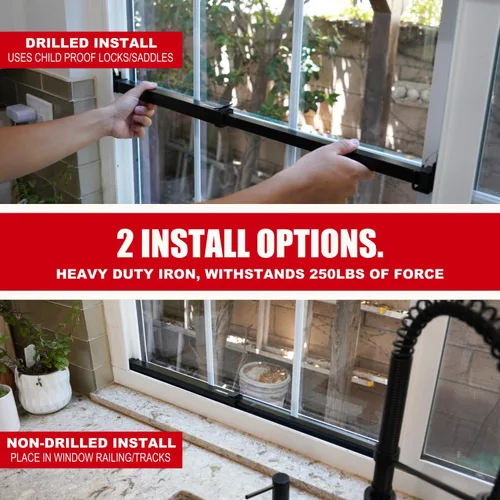 Miniatura 3 de SecurityMan Barra de seguridad para ventana, fácil de instalar para ventanas horizontales/verticales, barra de bloqueo de ventana ajustable