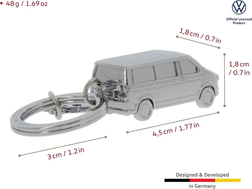 Miniatura 18 de BRISA VW T5/T6 Bus Campervan - Colgante con llavero 3D con dije VW, idea de regalo para los fanáticos de Volkswagen (cromado, esmaltado), Negro