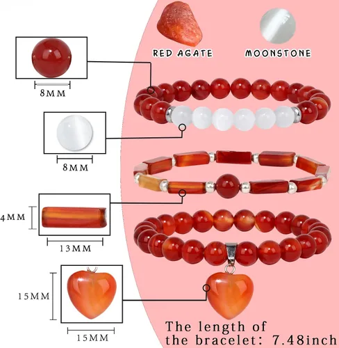 Miniatura 5 de Vinswet Pulseras de cuentas de cristal curativo para mujer, pulsera de piedras preciosas de piedra lunar de amatista natural, para aliviar
