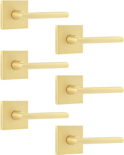 Miniatura 8 de Leydebong Paquete de 3 pomos de entrada dorados con llave igual, manija de puerta de entrada resistente, estilo contemporáneo, herrajes modernos