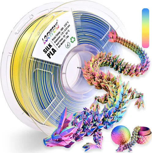 Miniatura 16 de Filamento de impresora 3D PLA, arcoíris 3 en 1, filamento PLA de 1.75mm +/-0.02mm, filamento sedoso de impresión de alta velocidad de tres