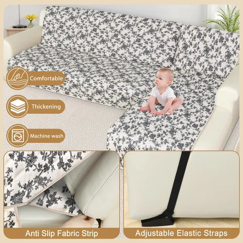 Miniatura 5 de ALIECOM Fundas para sofá modular, 100% impermeables, en forma de L, lavables, 2 piezas, fundas seccionales impresas con diván, protector de muebles