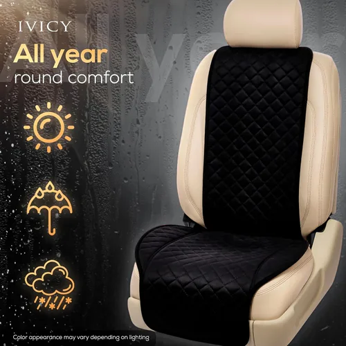 Miniatura 7 de IVICY Funda de asiento de coche de gamuza sintética para automóviles, suave y antideslizante, fundas protectoras de asiento delantero para la NEGRO