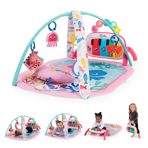Baby Einstein Ocean Explorers 4 en 1 Kickin Tunes Jellyfish Jamboree Music & Language Discovery Gym, rosa, a partir de 0 meses