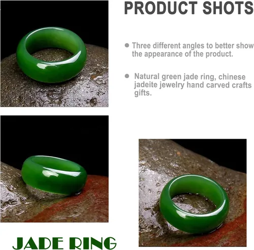 Miniatura 3 de Anillo de jade - Jade hetian verde naturalblanco, anillos de jade verde para mujeres y hombres, joyería de jade, regalos para mujeres