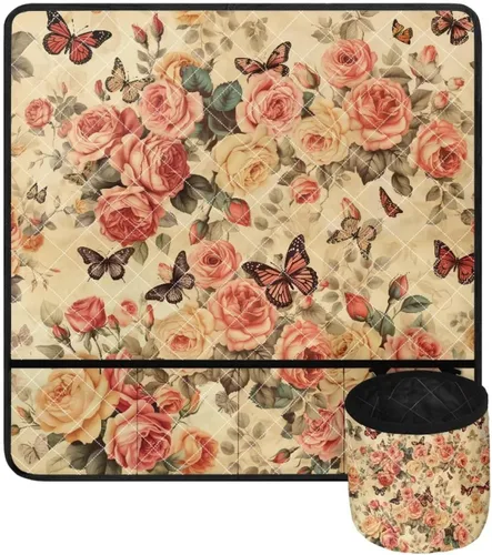 Miniatura 13 de Tapete para máquina de coser de teñido anudado con bolsillos, impermeable, organizador para máquina de coser para reducir el ruido, tapete protector