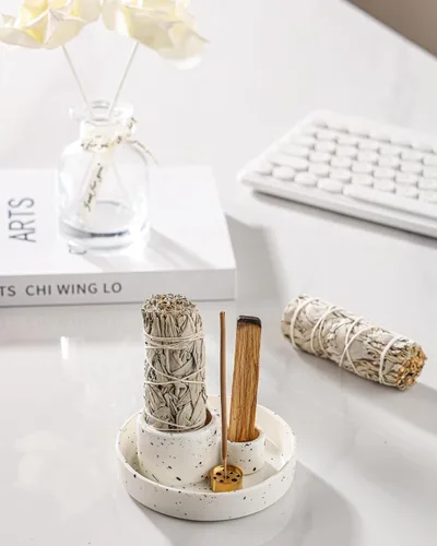 Miniatura 2 de Soporte de incienso de cerámica, soporte de Palo Santo y salvia, quemador de incienso de varillas verticales, atrapacenizas de incienso Inscents