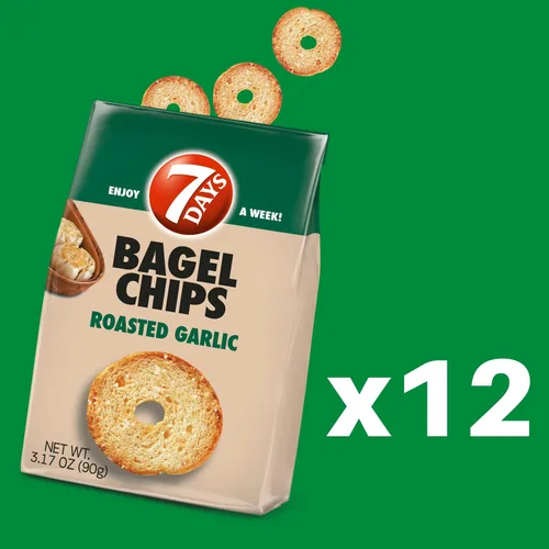 Miniatura 3 de 7Days Bagel Chips, ajo asado, natural, sin OMG (3.17 onzas, paquete de 12)