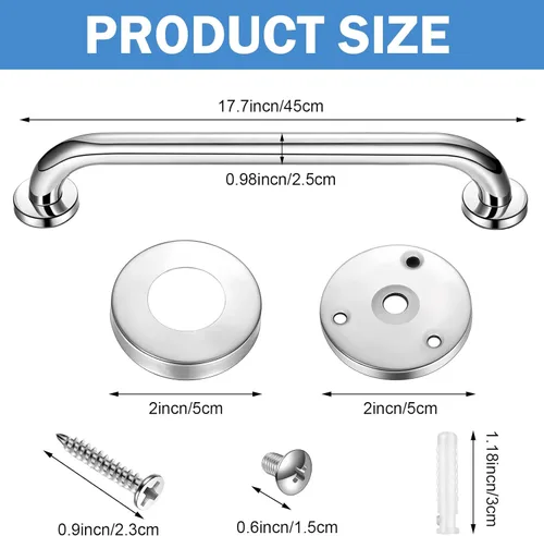 Miniatura 2 de Therwen Paquete de 6 barras de agarre para bañeras y duchas, barras de apoyo de ducha para personas mayores, acero inoxidable, discapacitados