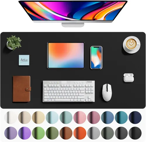 Miniatura 131 de Aothia - Protector de escritorio de cuero sintético, base para mouse, superficie antideslizante e impermeable para escribir y para laptop