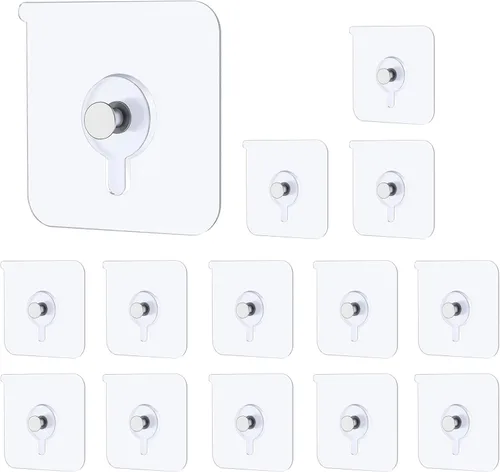 Miniatura 7 de Paquete de 14 ganchos adhesivos de pared, ganchos de fotos sin clavos, gancho de pared sin daños para cocina, baño, dormitorio, oficina, impermeable