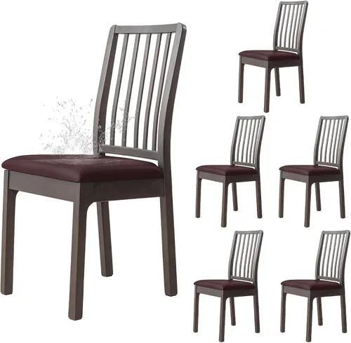 Miniatura 22 de Dimatic Juego de 2 fundas de asiento para silla, de piel sintética, impermeables, fundas elásticas para sillas de comedor, fundas protectoras