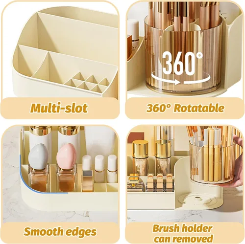 Miniatura 7 de DASITON Organizador de Maquillaje de Gran Capacidad con Soporte Giratorio de 360° para Brochas de Maquillaje, Organizadores de Almacenamiento