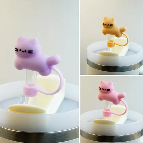 Miniatura 2 de Vaso de 40 onzas, reutilizable, de silicona, para gato, compatible con vaso de 30 onzas, accesorios, fundas de popote para gatos