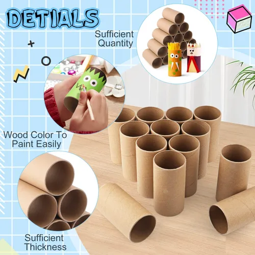 Miniatura 3 de Paquete de 20 rollos de cartón marrón para manualidades, tubos redondos gruesos para manualidades, proyectos hechos a mano (2.04 x 3.9 pulgadas)