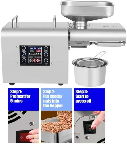 Miniatura 2 de Máquina automática de prensa de aceite de semillas de nuez Expulsor de aceite eléctrico Extractor de prensa de aceite para lino de coco, maní