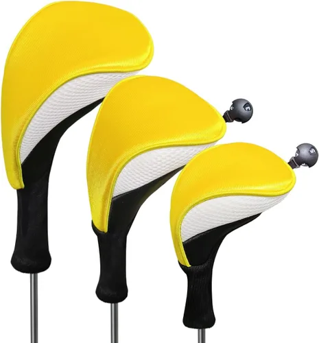 Scott Edward Fundas para cabezas de palos de golf para híbridos de Fairway Woods, 3 piezas de cuello largo de malla para palos de golf con etiquetas