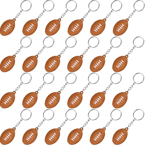 Miniatura 7 de Blulu Paquete de 30 llaveros de fútbol, pelota de estrés de rugby, pelota deportiva, para niños, escuela, carnaval, recompensa, bolsas de fiesta