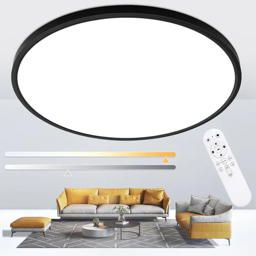 Miniatura 11 de Modernas lámparas LED de techo regulables con control remoto, montaje empotrado ultrafino de 15.4 pulgadas con luz nocturna, 36 W, 4500 LM