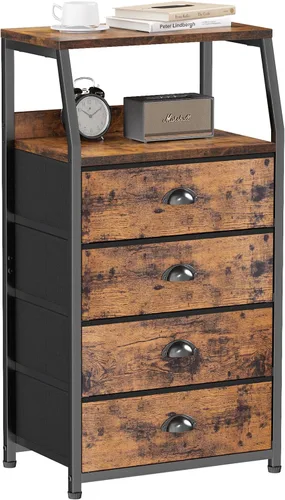 Miniatura 16 de Furnulem Cómoda negra con 5 cajones, cómoda de tela vertical para dormitorio, pasillo, entrada, habitación del bebé, organizador de armario, mesita
