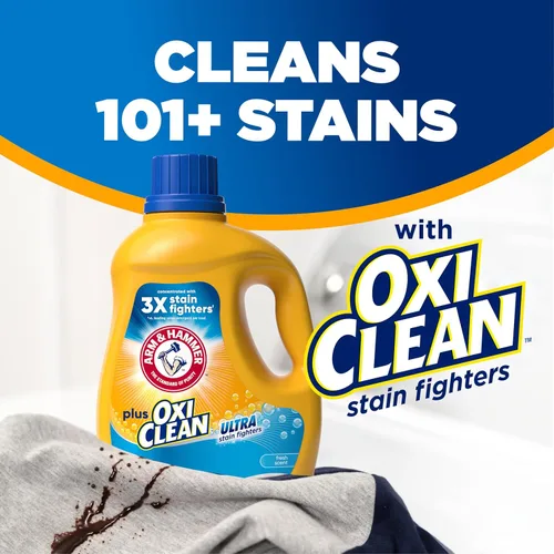 Miniatura 6 de ARM & HAMMER Plus OxiClean Ultra Stain Fighters - Detergente líquido para ropa, removedor de manchas para ropa, aroma fresco, 74 cargas, 96.2 onzas