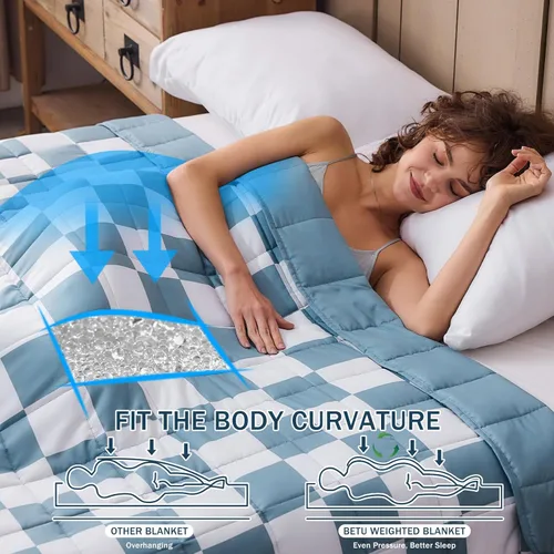 Miniatura 76 de Manta con Peso Azul para Adultos 12 libras, 48"x72", Tamaño Twin Full Manta Pesada Refrescante para 110-130 libras, Mantas Grandes de Microfibra