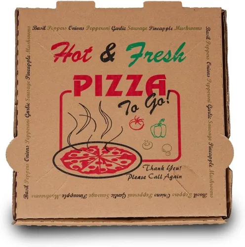 Miniatura 9 de Paquete de 50 cajas de pizza con estampado de 4 colores para pizza caliente y fresca, color marrón (8 x 8 pulgadas)