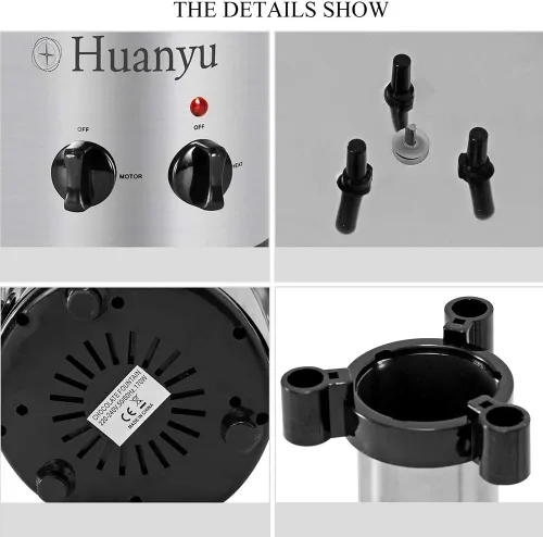 Miniatura 4 de Huanyu Fuente de fondue de chocolate de acero inoxidable pequeña torre de 4 niveles de altura 17.7 in para celebración/boda/cumpleaños/Navidad (220V)