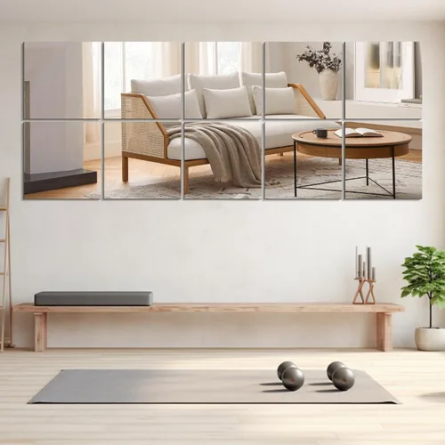 Miniatura 17 de Vlush Azulejos de Espejo para Gimnasio en Casa 11'' x 11'' x 8PCS Espejo de Cuerpo Completo de Longitud Completa y Espejos Montados en Pared