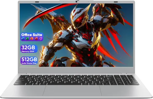 Ordenador portátil de 15.6" - 32GB RAM 512GB SSD, Pentium Gold 6500Y, PC portátil Win11 Pro con pantalla FHD IPS|Puerto HD|Carga PD Type-C (Gris