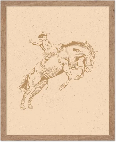Miniatura 85 de Poster Master Póster de Rodeo marrón – Estampado retro de vaquero sobre caballo – Arte de vaquero – Arte occidental – Arte del salvaje oeste