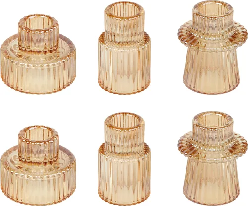 Miniatura 23 de Vixdonos Juego de 3 portavelas de cristal rosa para velas cónicas, velas de pilar y velas de candelita