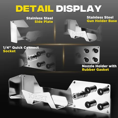 Miniatura 5 de JOEJET Soporte para pistola de lavado a presión, soporte de cañón de espuma de acero inoxidable, organizador de almacenamiento de montaje en pared