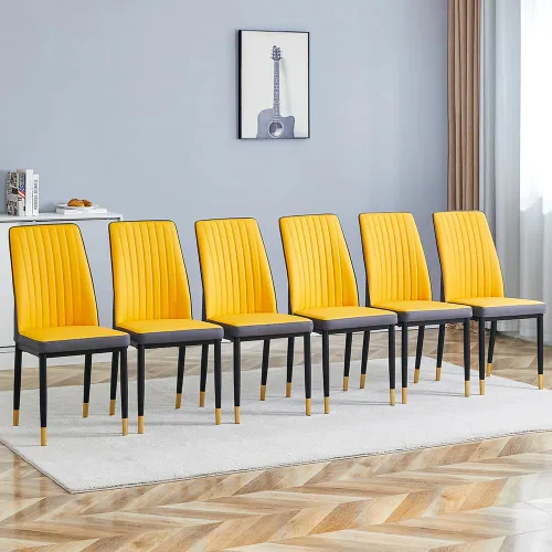 Miniatura 28 de Juego de 4 sillas de comedor modernas, de piel sintética, con patas de metal, para comedor, oficina, sala de espera (juego de 4, color blanco)