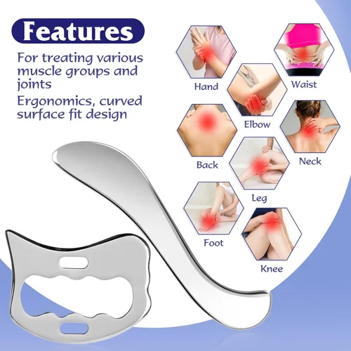 Miniatura 2 de Herramienta de masaje Guasha, herramienta de raspado de acero inoxidable de grado para mejorar tejidos blandos fisioterapia, se utiliza