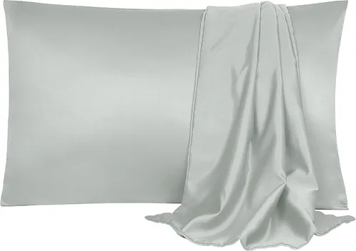 Miniatura 32 de uxcell Paquete de 2 fundas de almohada de satén de seda para cabello y piel, frescas, sedosas, suaves y transpirables, tamaño estándar de 20 x 26