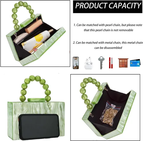 Miniatura 4 de Bolso de mano de acrílico para mujer, con estampado de leopardo, bolso de noche con cadena, bolso formal para fiesta, novia, boda, bolso de mano