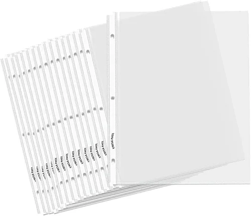 Protectores de hojas, 100 hojas de 4 mils, resistentes, extra pesados, transparentes, carga superior de 8.5 x 11 pulgadas, sin ácidos, para carpeta